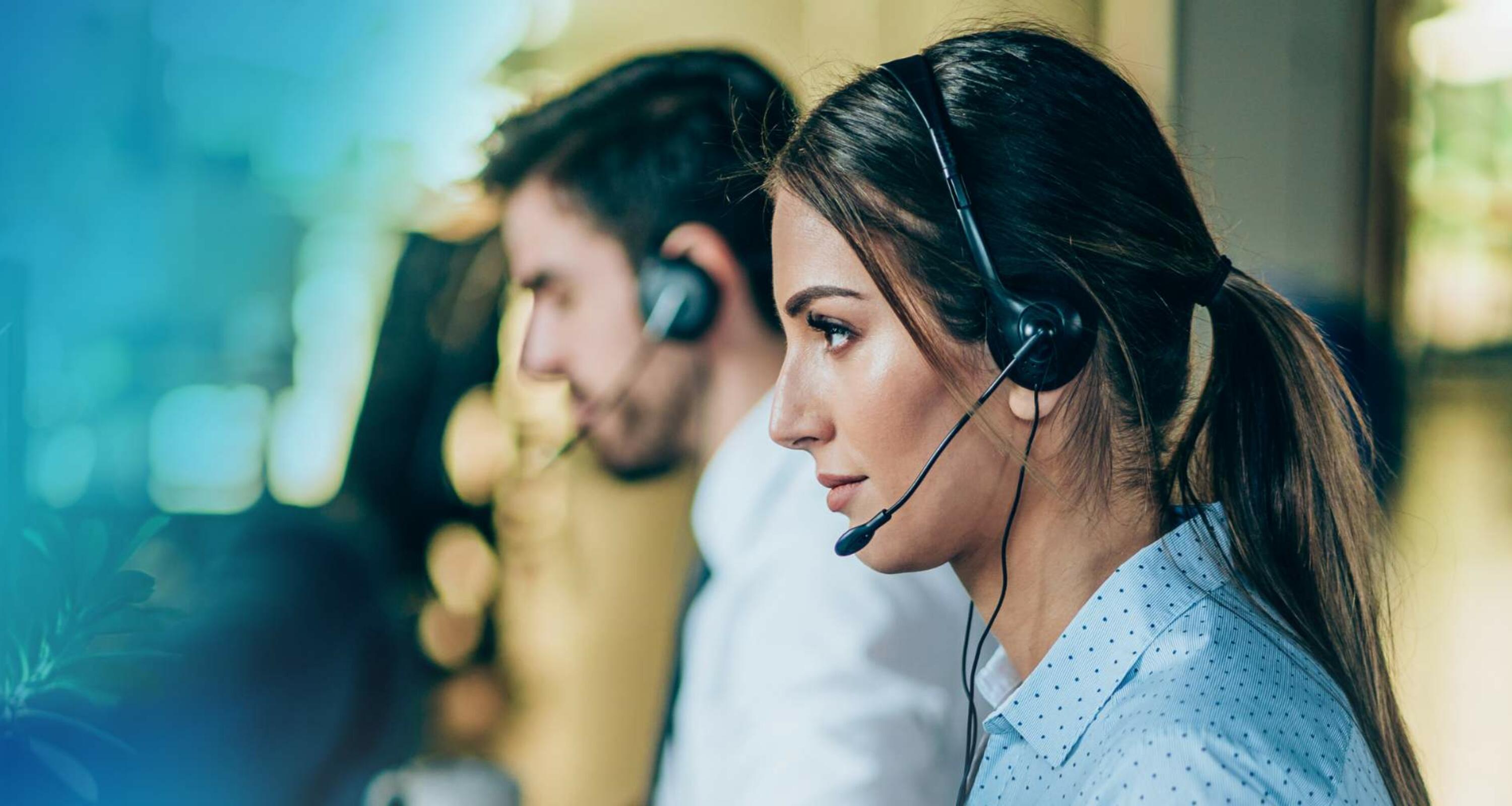 woman and man working in a call centre.
